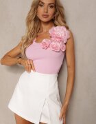elsa.m by may Top Roz cu Aplicație Florală la Decolteu Ustalia