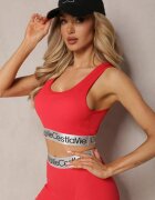 elsa.m by may Top sport sutien roșu elastic reiat cu bandă decorativă Waslema