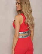 elsa.m by may Top sport sutien roșu elastic reiat cu bandă decorativă Waslema