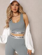 elsa.m by may Top Sport Sutien Verde închis Elastic Reiat cu bandă elastică decorativă Waslema
