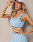elsa.m by may Top Sportiv Sutien Albastru deschis Elastic Rebră cu Bandă elastică decorativă Waslema