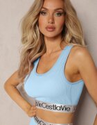 elsa.m by may Top Sportiv Sutien Albastru deschis Elastic Rebră cu Bandă elastică decorativă Waslema