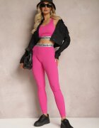 elsa.m by may Top Sportiv Sutien Fucsia Elastic Reiat cu Bandă Elastică Decorativă Waslema