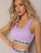elsa.m by may Top Sportiv Sutien Mov deschis Elastic Reiat cu bandă elastică decorativă Waslema