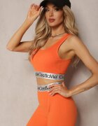elsa.m by may Top Sportiv Sutien Portocaliu Elastic Rebrat cu Bandă Decorativă Waslema