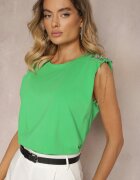 elsa.m by may Top Verde cu Lanțuri și Cristale pe Umeri întăriți Liefara