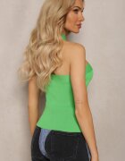elsa.m by may Top Verde Halter cu Spatele Gol Khailey