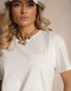 elsa.m by may Tricou Alb cu Spate mai Lung Decorat cu Broderie Ninilla