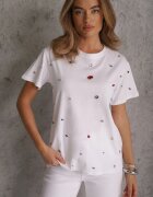 elsa.m by may Tricou Alb cu Zirconii în Diverse Culori Varcia