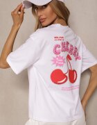elsa.m by may Tricou Alb din Bumbac cu Model Cireșe și Zirconii Linavella