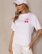 elsa.m by may Tricou Alb din Bumbac cu Model Cireșe și Zirconii Linavella