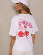 elsa.m by may Tricou Alb din Bumbac cu Model Cireșe și Zirconii Linavella