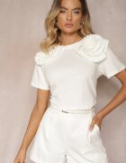 elsa.m by may Tricou Alb din Bumbac Finisat cu Elemente Decorative Kililena