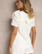 elsa.m by may Tricou Alb din Bumbac Finisat cu Elemente Decorative Kililena