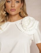 elsa.m by may Tricou Alb din Bumbac Finisat cu Elemente Decorative Kililena