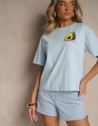 elsa.m by may Tricou Albastru din Bumbac cu Model Avocado Tilannia