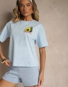 elsa.m by may Tricou Albastru din Bumbac cu Model Avocado Tilannia