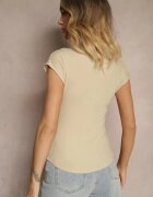 elsa.m by may Tricou Bej Mulat cu nasturi decorativi și decupaj la decolteu Benolla