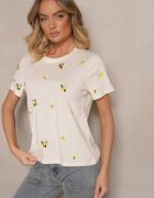 elsa.m by may Tricou din bumbac bej cu broderie decorativă Falvivi