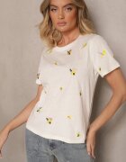 elsa.m by may Tricou din bumbac bej cu broderie decorativă Falvivi