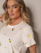 elsa.m by may Tricou din bumbac bej cu broderie decorativă Falvivi