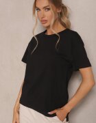 elsa.m by may Tricou Negru cu spate prelungit decorat cu broderie Ninilla