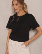 elsa.m by may Tricou Negru cu spate prelungit decorat cu broderie Ninilla