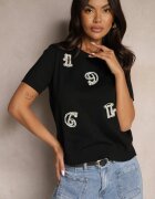 elsa.m by may Tricou Negru cu Zirconii Perle și Aplicații Silvivia
