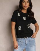 elsa.m by may Tricou Negru cu Zirconii Perle și Aplicații Silvivia