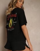 elsa.m by may Tricou Negru din Bumbac cu Model Avocado Tilannia