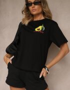elsa.m by may Tricou Negru din Bumbac cu Model Avocado Tilannia