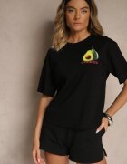elsa.m by may Tricou Negru din Bumbac cu Model Avocado Tilannia