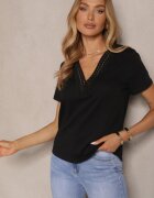 elsa.m by may Tricou Negru Din bumbac cu vâscoză și Cu model ajurat Fenirea