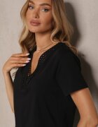 elsa.m by may Tricou Negru Din bumbac cu vâscoză și Cu model ajurat Fenirea