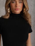 elsa.m by may Tricou negru din viscoză cu croială ajustată cu guler înalt Isomina