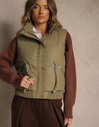 elsa.m by may Vestă Verde De Tranziție din imitație de piele cu cusături matlasate Isomena