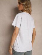 emt T-shirt Clasic Gri deschis din Bumbac cu Croială Casual Nattine