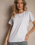 emt T-shirt Clasic Gri deschis din Bumbac cu Croială Casual Nattine