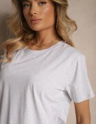 emt T-shirt Clasic Gri deschis din Bumbac cu Croială Casual Nattine