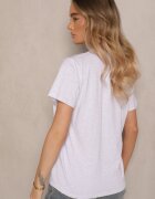 emt Tricou Gri deschis din Bumbac cu Decolteu în V Tanirea