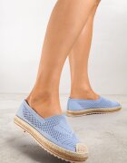  Espadrile Ajourate Albastre pe Talpă Împletită cu Vârf Decorativ Uraian