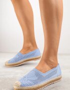  Espadrile Ajourate Albastre pe Talpă Împletită cu Vârf Decorativ Uraian
