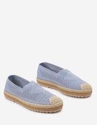  Espadrile Ajourate Albastre pe Talpă Împletită cu Vârf Decorativ Uraian