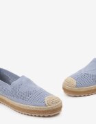  Espadrile Ajourate Albastre pe Talpă Împletită cu Vârf Decorativ Uraian