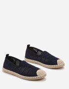  Espadrile Ajurate Bleumarin Decorate cu Împletitură pe Talpă și Vârf Tarniesa