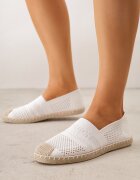  Espadrile Albe cu partea superioară împletită până la gleznă Mokosa
