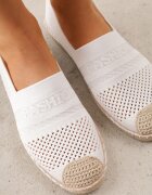  Espadrile Albe cu partea superioară împletită până la gleznă Mokosa