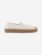  Espadrile albe perforate pe talpă împletită cu vârf decorativ Uraian