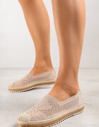  Espadrile bej închis cu talpă împletită și cu capută ajurată Uraian