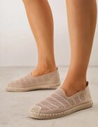  Espadrile bej închis pe talpă plată din împletitură și cu cusături decorative Tarniesa